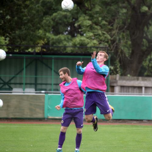 Adam Marriott and Cieron Keane warming up