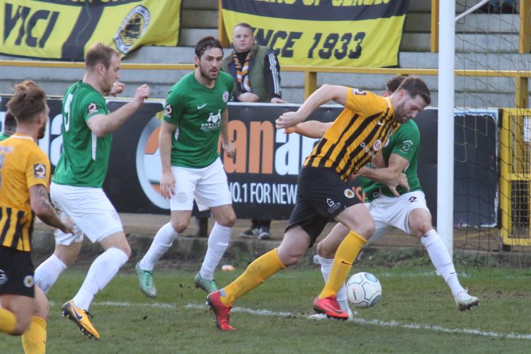 Gavin Allott goes for goal