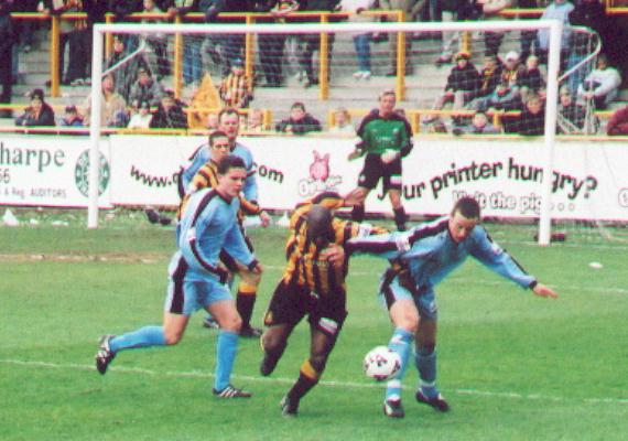 Mickey Brown battles for the ball