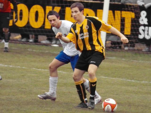 Danny Sleath holds the ball