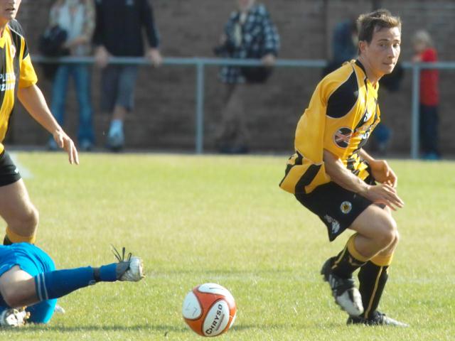 Danny Sleath keeps an eye on the ball