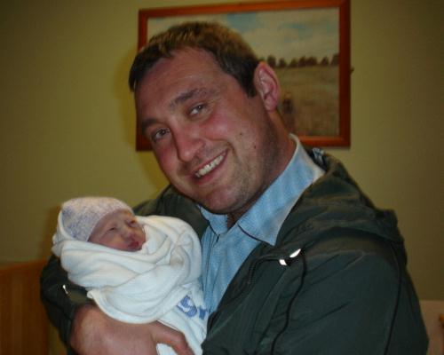 Norfolk Townie with his two hour old son Quinten
