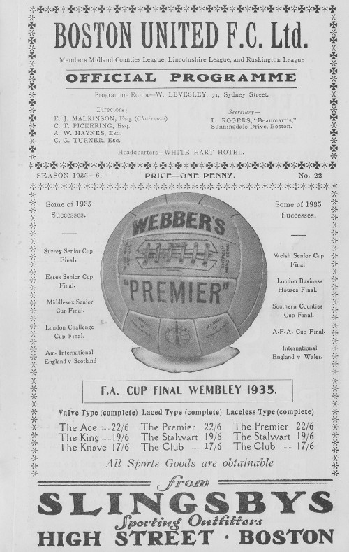 Programme Page 1 - 1935/6