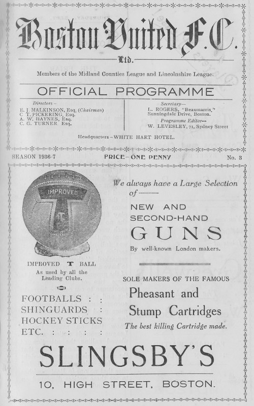 Programme Page 1 - 1936/7