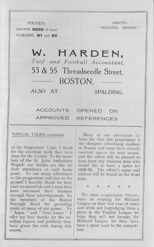 Programme Page 3 - 1937/8