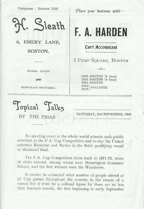 Programme Page 2 - 1946/7