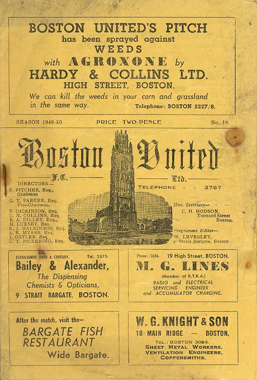 Programme Page 1 - 1949/50