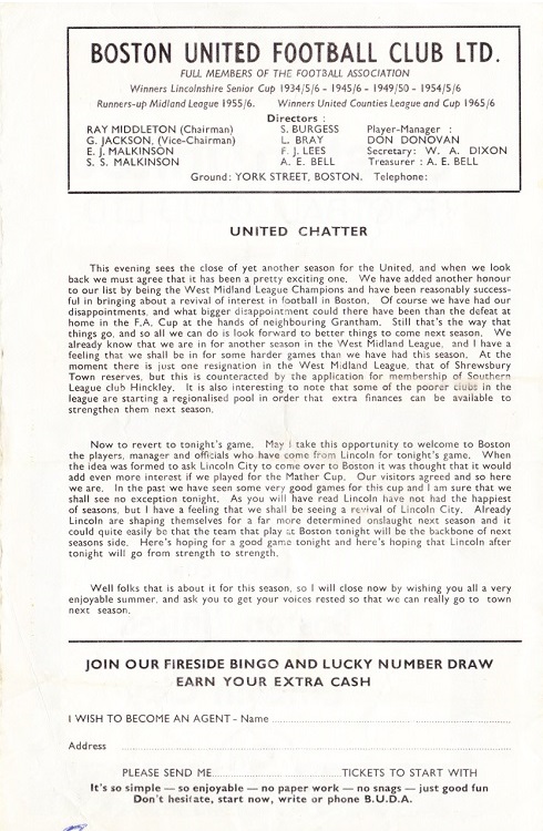 Programme Page 2 - 1966/7