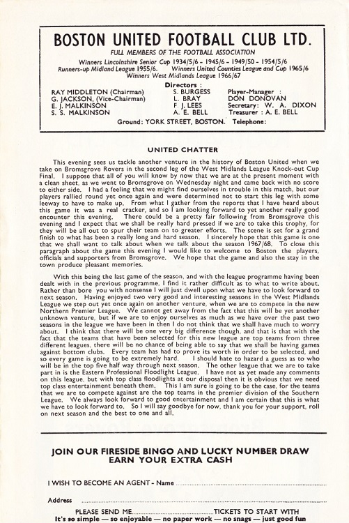 Programme Page 2 - 1967/8