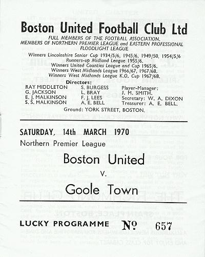 Programme Page 3 - 1969/70