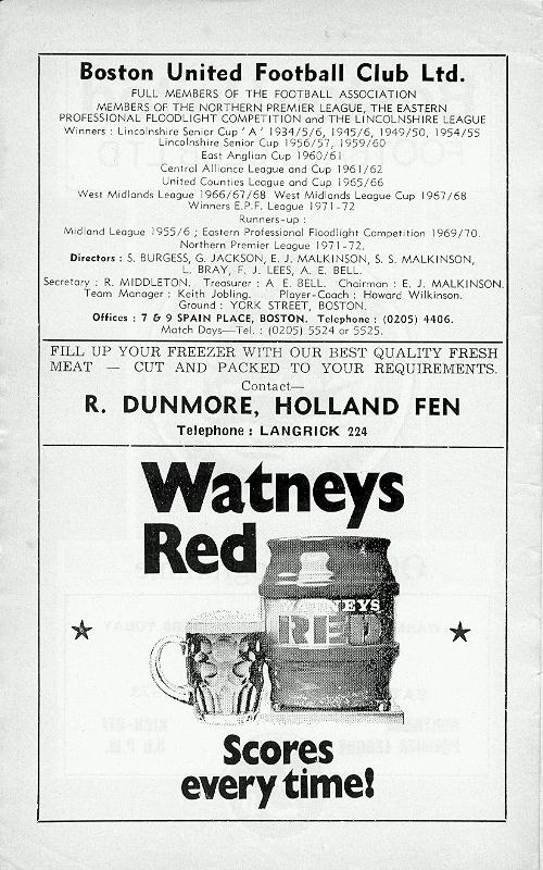 Programme Page 2 - 1972/3
