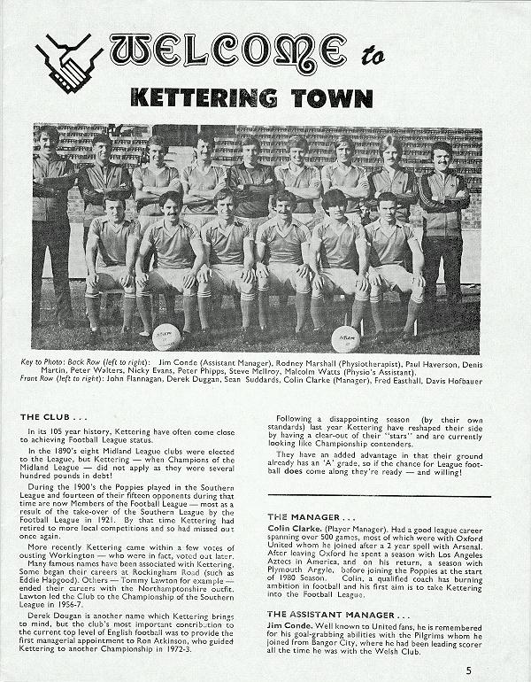 Programme Page 5 - 1980/1