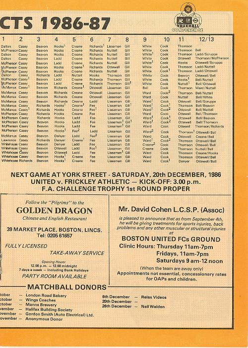 Programme Page 11 - 1986/7