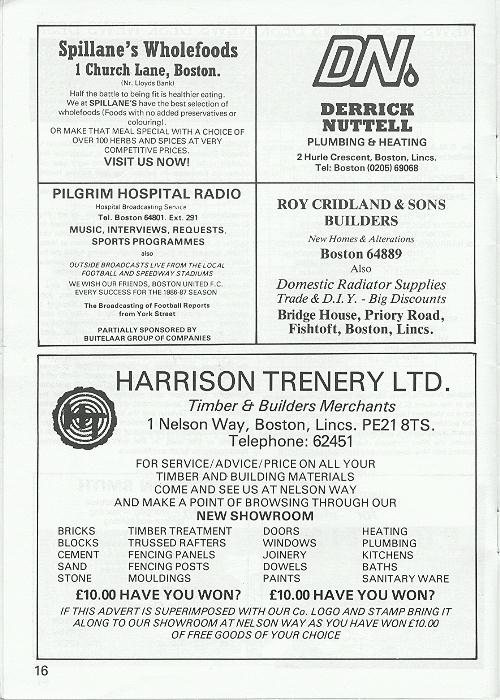 Programme Page 16 - 1986/7