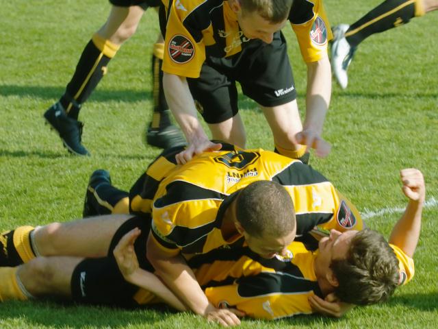 Anthony Church celebrates his goal