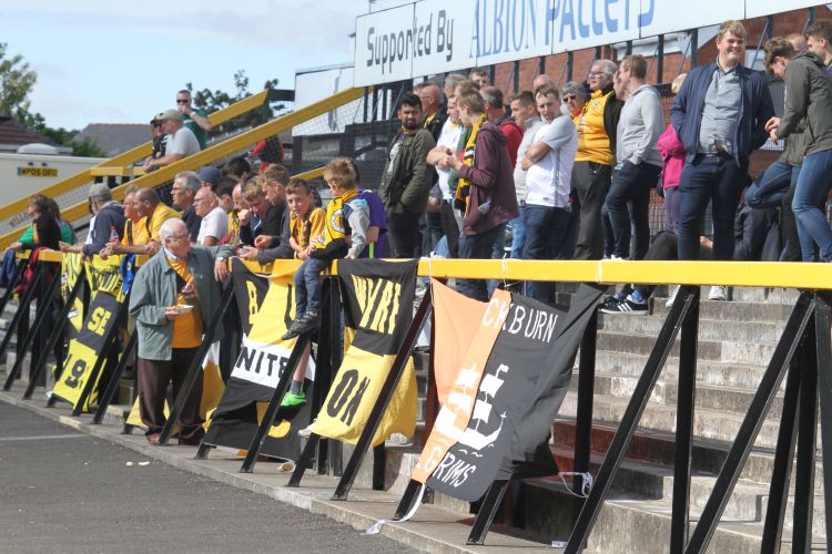 The away end at half-time