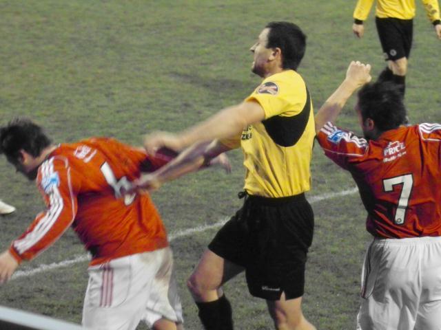 Stewart Talbot gets between two markers