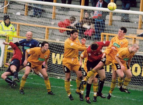 Crowded goalmouth